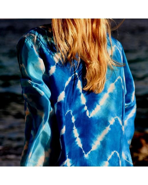 Antra Designs Blue The Pheme Silk Kaftan Deep Sea