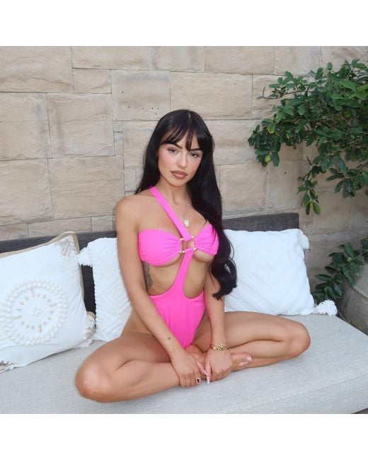 The Delarose Sisters Pink Ruby Rosa Neon One-Piece And Cover-Up