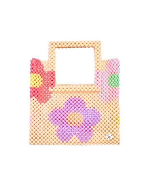 Tillie Beads Pink Daisy Square Handle Tote Bead Bag