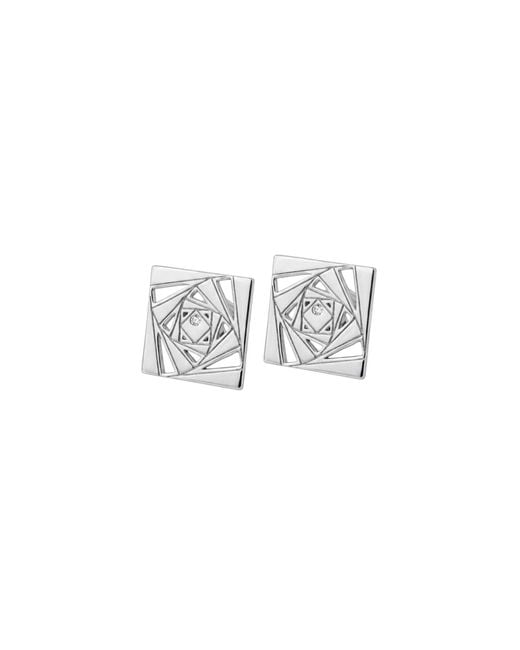 Gutta Design White Loop Earring Rhodium Plated