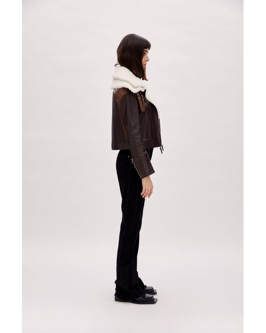 Pcfg Black Double Collar Leather Jacket