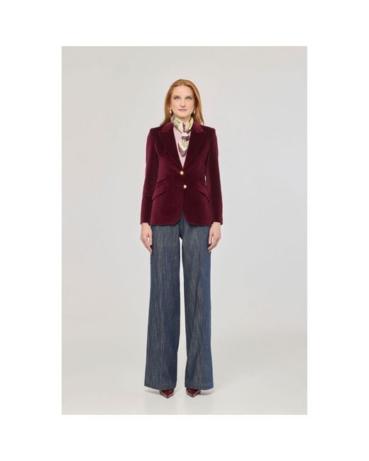 The Extreme Collection Red Burgundy Velvet Blazer Oliva