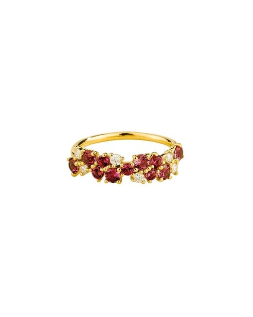 Juvetti Metallic Starry Ruby & Diamond Cluster Ring