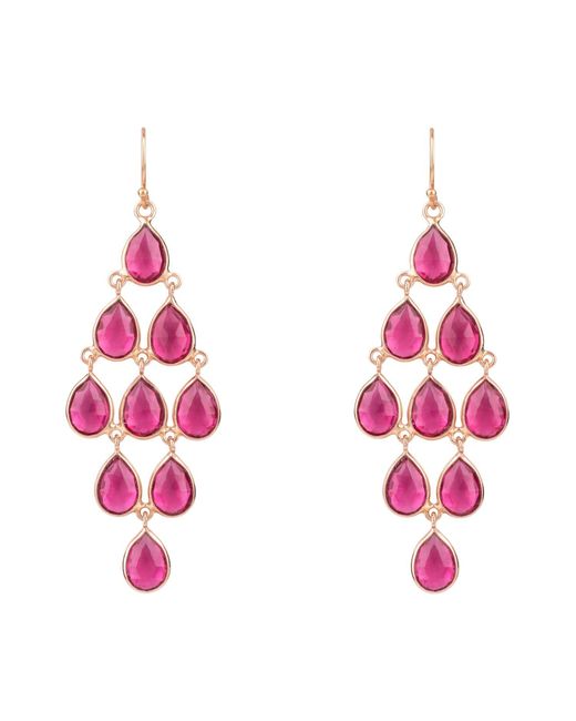 Latelita London Erviola Gemstone Cascade Earrings Rose Gold Pink Tourmaline