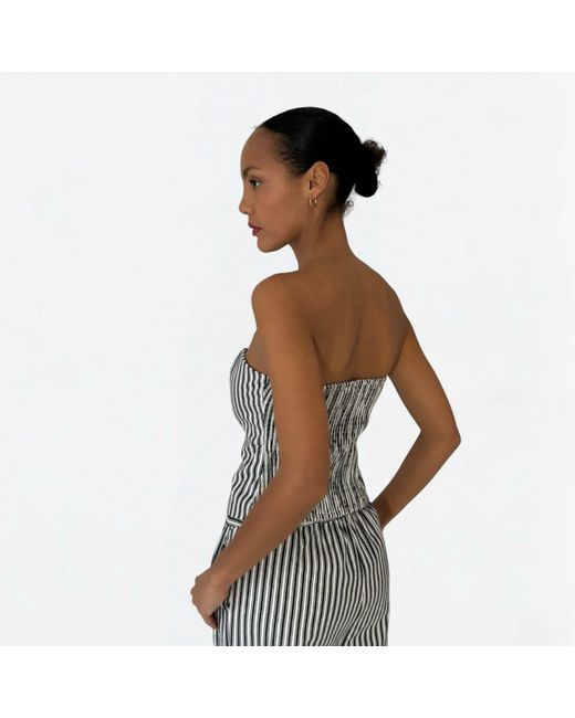 London Atelier Byproduct Black Striped Strapless Corset