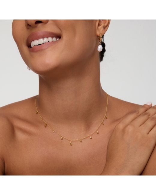 Vanhi Metallic Freshwater Pearl Charm Hoops