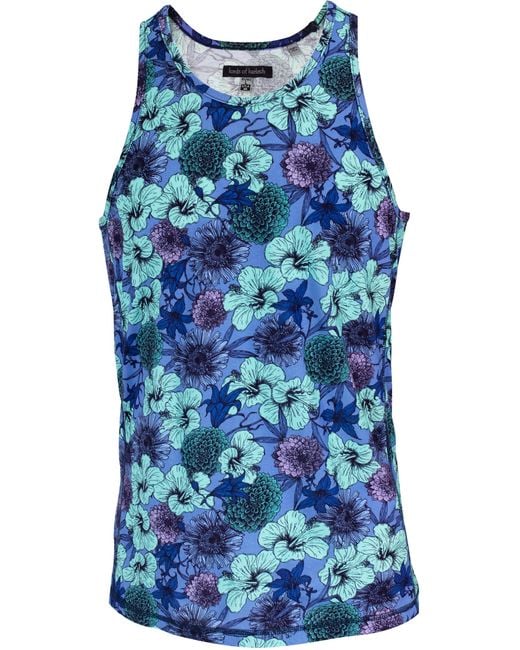 Lords of Harlech Blue Tedford Hibiscus Garden Tank for men