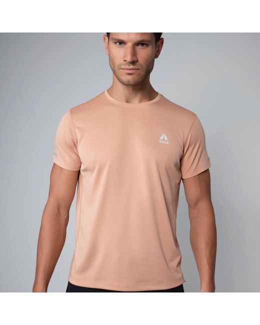 Aora Athletics Brown Ultra-Light Eco-Friendly Mesh Tee For – Lightweight Breathable Quick-Dry Sustainable Athletic Top for men