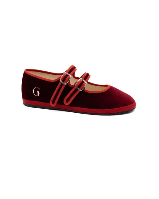 Gondolina Shoes Red Accademia Ruby Velvet Double-Strap Mary Jane Shoes – Made