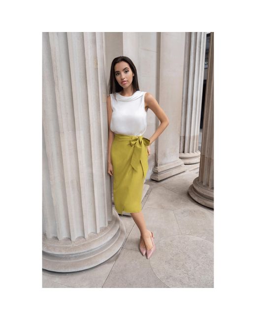 Femponiq Green Linen & Cupro-Blend Bow Tie Wrap Skirt