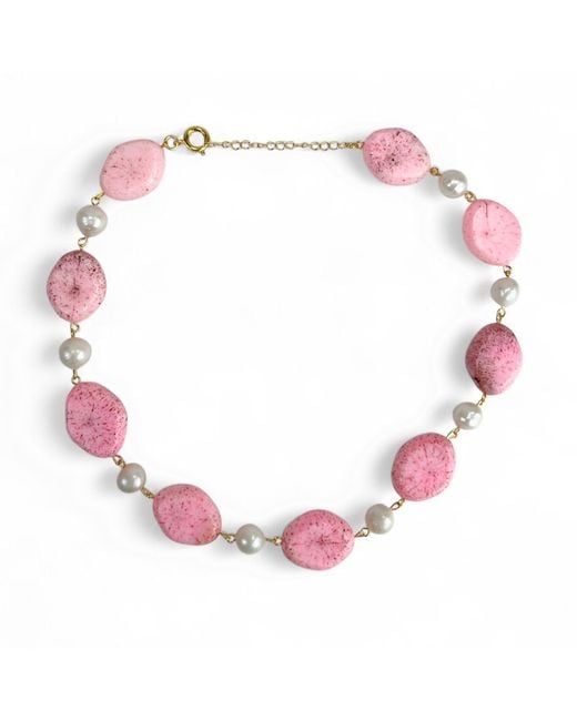 By Virgo Pink Lunara Coral & Pearl Beaded Necklace