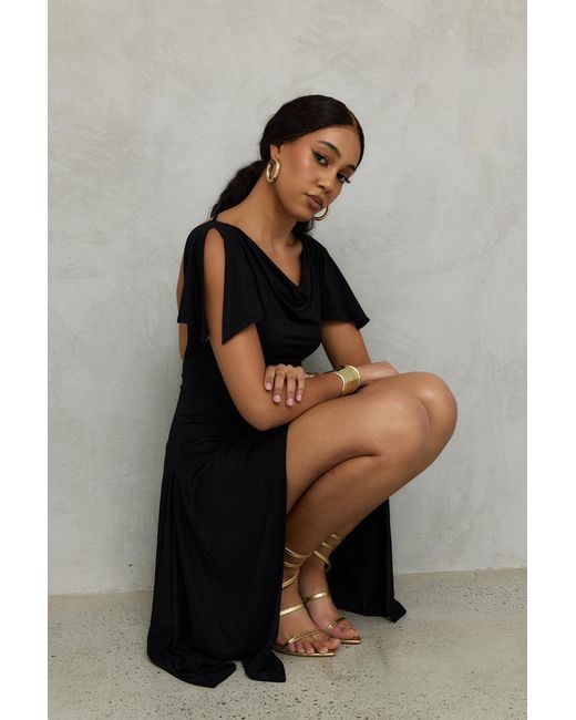 Why Mary Black Athena Asymmetrical Backless Mini Dress