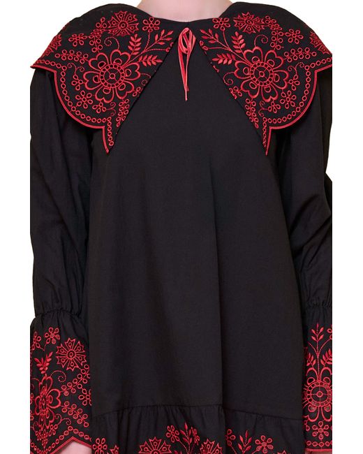 Pcfg Black The Broderie Anglaise Edit Embroidered Detail Mini Dress