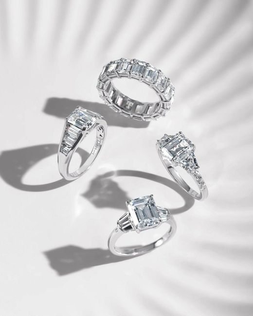 Diamonbliss Metallic Emerald Cut Tapered Engagement Ring