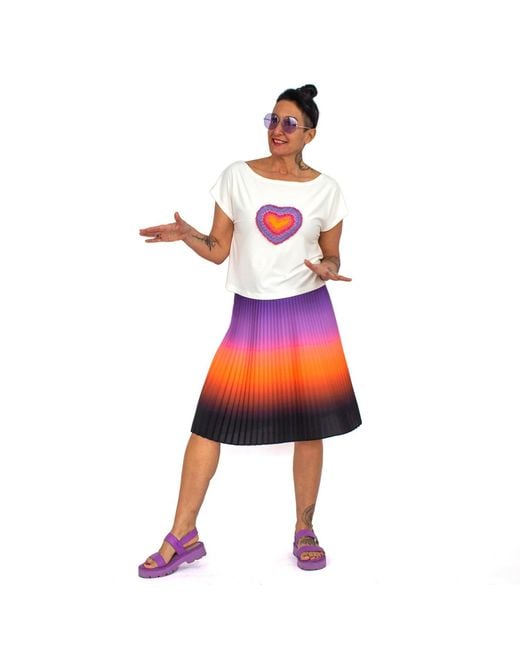 Lalipop Design Purple Knee-length Pleated Ombre Skirt