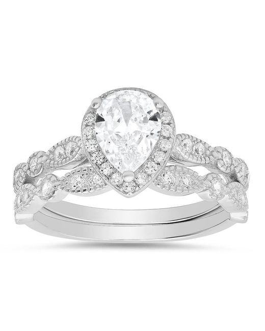 Kylie Harper Metallic Pear Cut Diamond Cz Stackable Ring Set