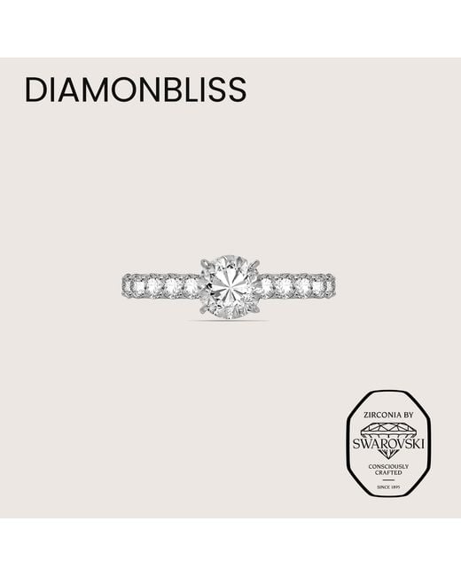 Diamonbliss Metallic Plated Round Cut Bridal Ring With Swarovski, One And Half Carats