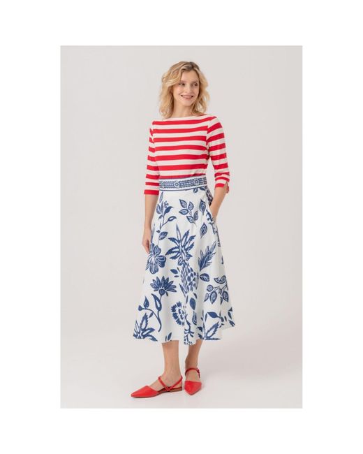 Marianna Déri Red Top With Boat Neckline Striped