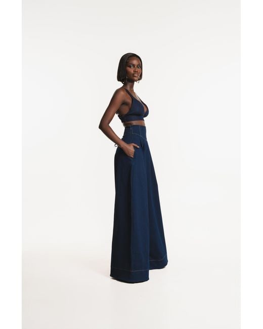 Ofuure Blue Kiara Denim Wide Leg Pants