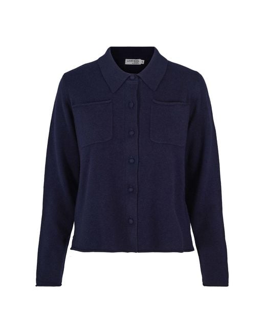 tirillm Blue Nadine Short Cardigan With Collar And Pockets