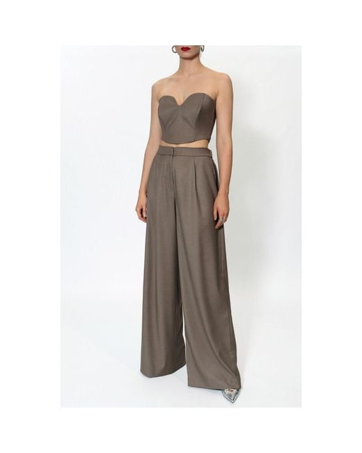 AGGI by HALEWSKI Brown Ophelie Melange High Waist Wide Suit Trousers
