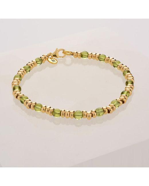 Nellou Jewellery Metallic Gem Birthstone Bracelet August Peridot Plated Sterling