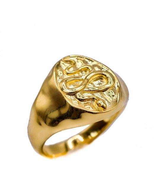 Aaria London Metallic Snake Signet Ring
