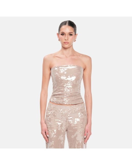OW Collection Pink Neutrals Ruby Sequin Tube Top
