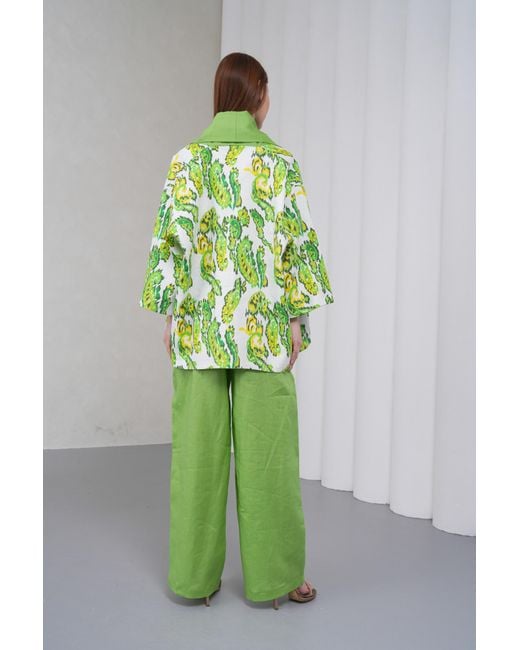 Lumina Eligma Green The Duality Linen Reversible Jacket