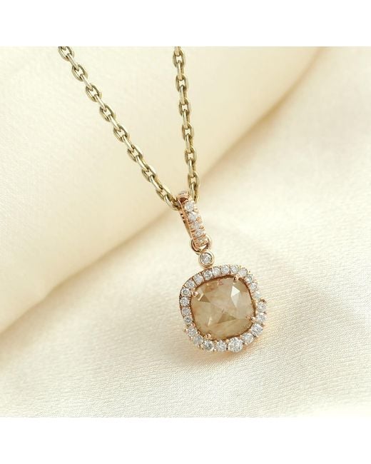 Artisan Metallic Rose Ice Diamond Halo Pendant