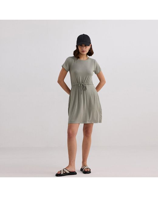 REISTOR Gray Drawstring Short T-Shirt Dress