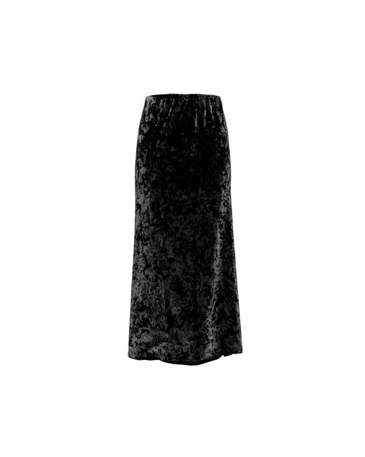 L2R THE LABEL Black Crushed Velvet Amal Draped Skirt