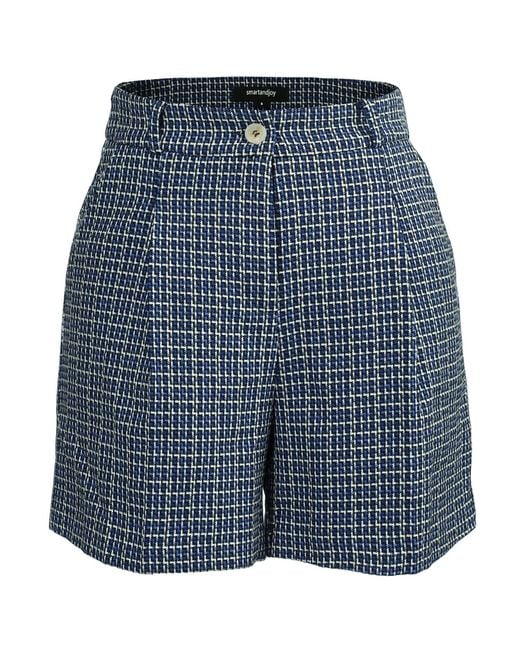 Smart and Joy Blue Micro Houndstooth Short Pants