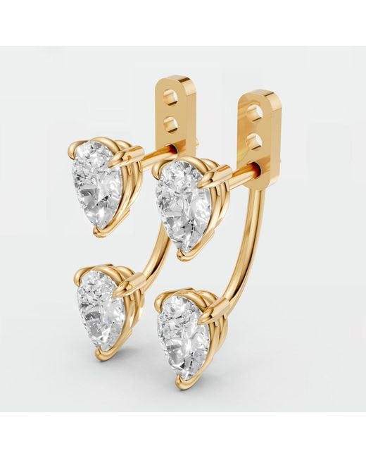 Aya Fine Jewelry Metallic Pear Cut Lab Diamond Front Back Drop Earrings