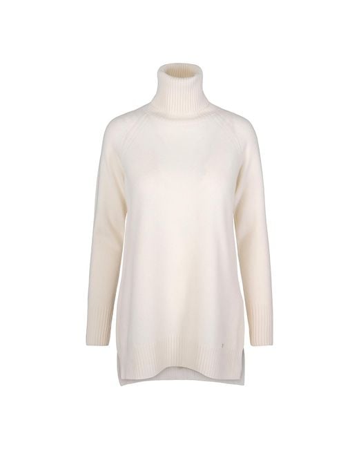 tirillm White Abby A Line Long Turtle Neck Pullover, Off