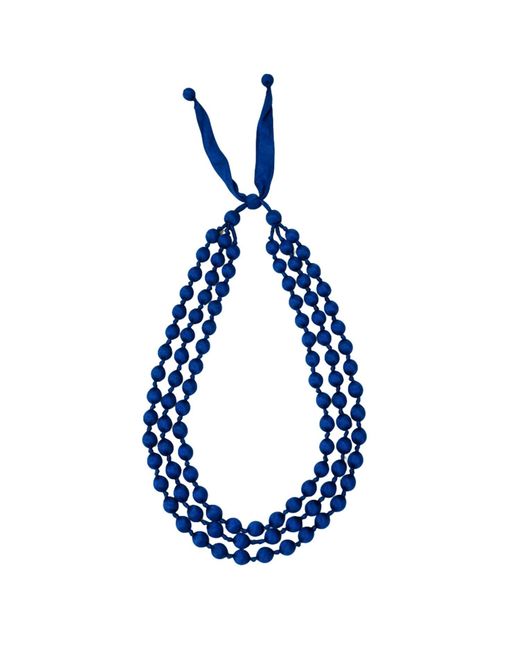 Silk and Bears Blue Cobalt Hand-Knotted Silk Bead Necklace – Triple Strand