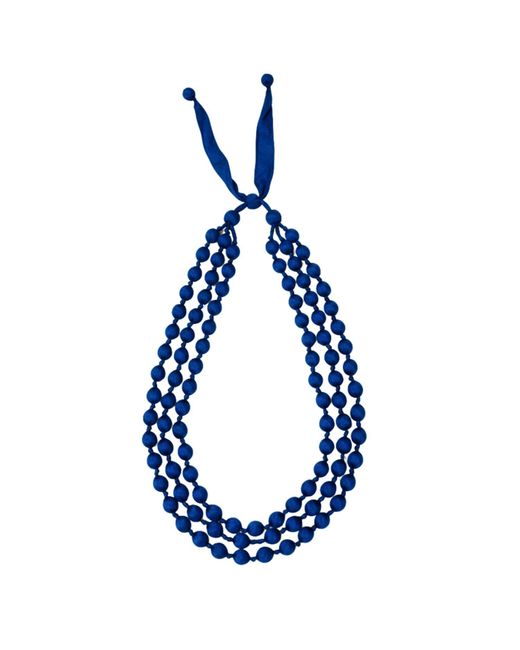 Silk and Bears Blue Cobalt Hand-Knotted Silk Bead Necklace – Triple Strand