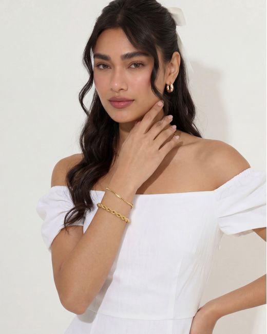 Elk & Bloom White Tiny 14K Keel Chain Link Bracelet