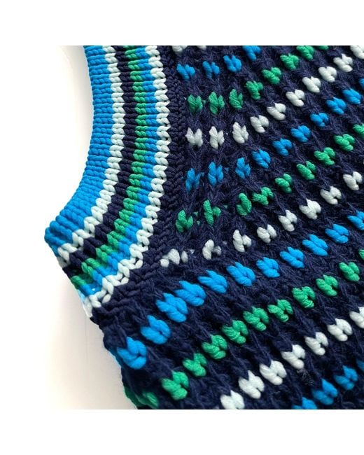Arto. Blue Yeah! Cozy Wool Blend Ruffles Stripes Oversized Vest for men