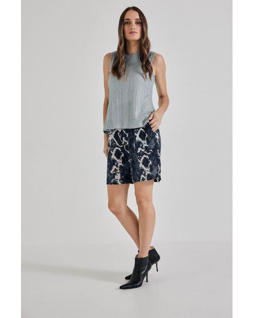 Lindsay Nicholas New York Blue Laura Sleeveless Crew Neck