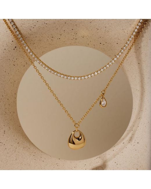 Vanhi Metallic Nora Double Pendant Necklace
