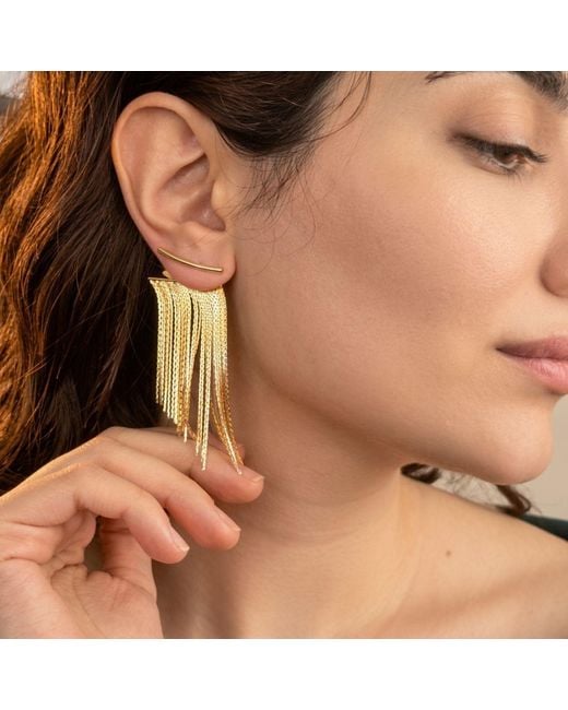 Harfi Metallic Plated Waterfall Party Tassel Earrings