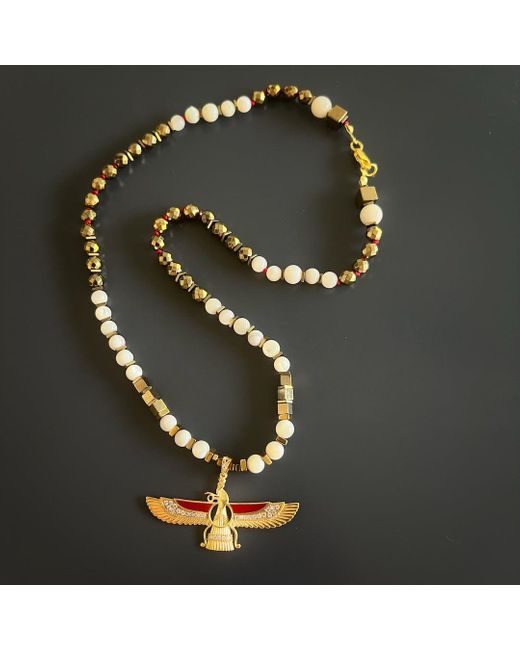 Ebru Jewelry White Faravahar Necklace