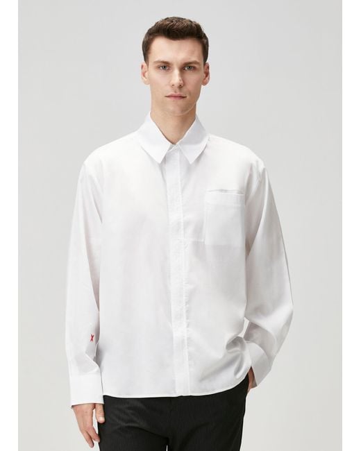 Pcfg White Pure Cotton Woven Shirt With Zip for men
