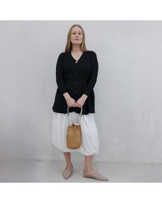 London Atelier Byproduct Black Knitted Peplum Cardigan