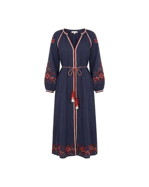 Adrift Clothing Blue Robin Belted Dress