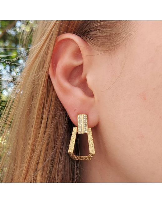 Grosse Metallic Crystal Drop Clip On Earrings, Series Art Deco Tribe