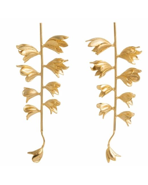Meraki by Rashmi Bajaj Metallic Stem Of Bell Plated Dangle Earrings