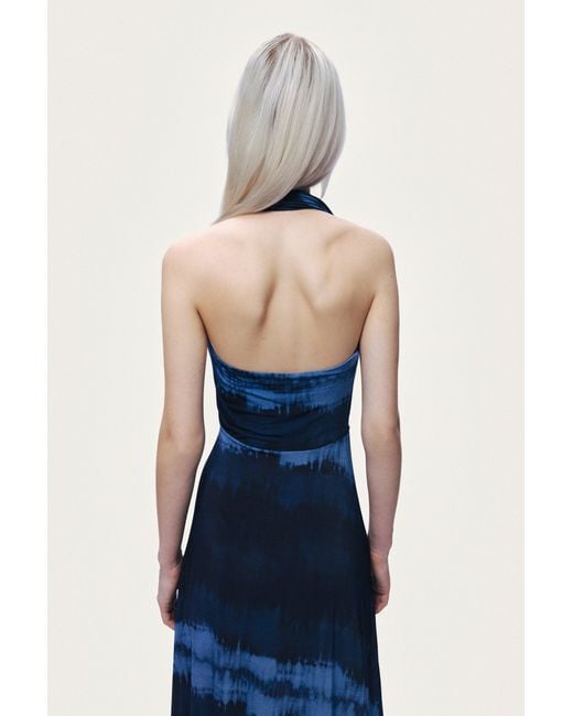 Nocturne Blue Printed Sleeveless Maxi Dress