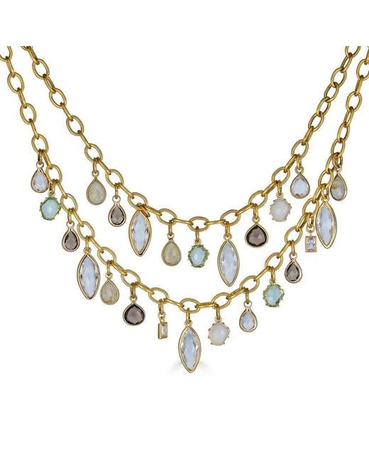 Loni Paul Jewelry Metallic Layered Gemstone Charm Necklace